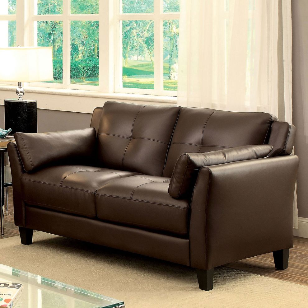 Casual brown contemporary affordable loveseat by Furniture of America