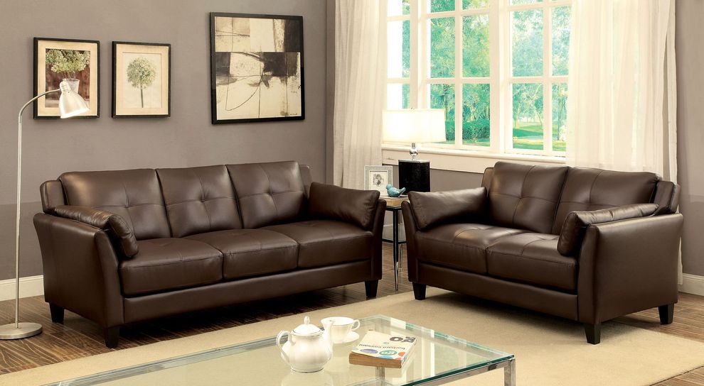 Casual brown contemporary affordable sofa by Furniture of America