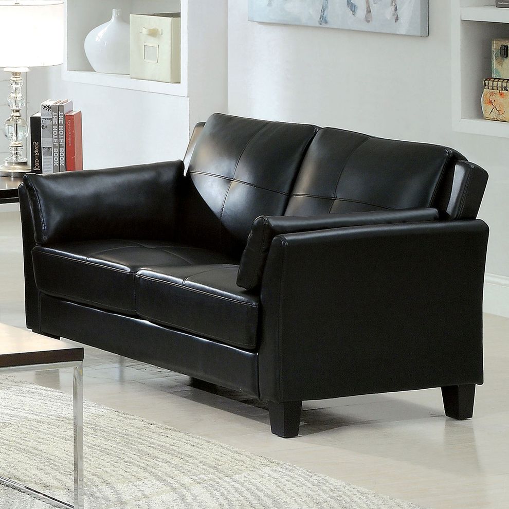 Casual black contemporary affordable loveseat by Furniture of America