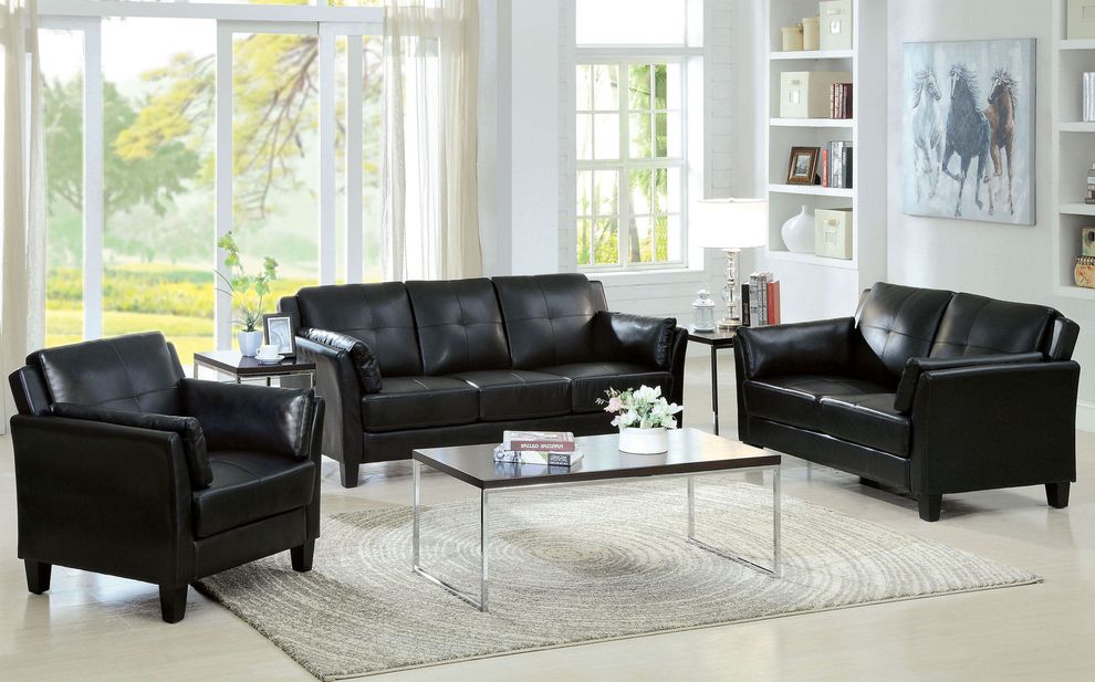 Casual black contemporary affordable sofa by Furniture of America