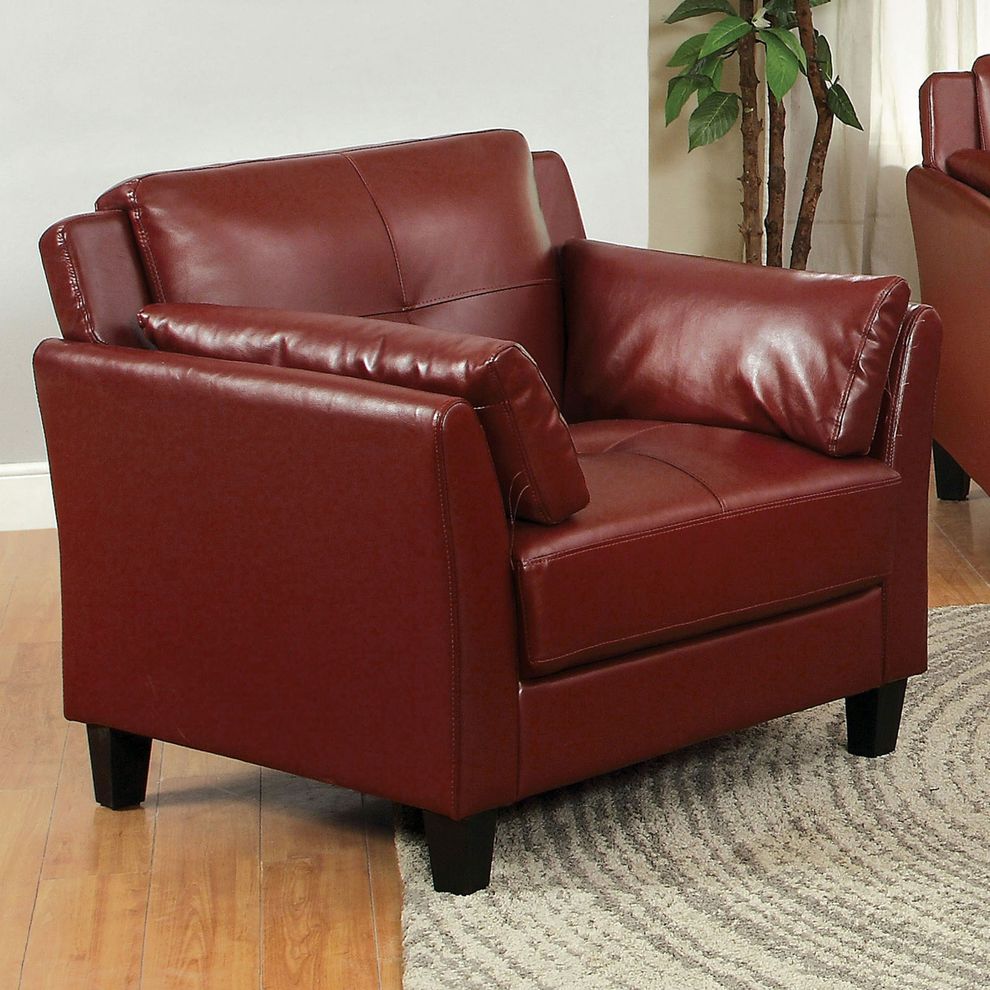 Casual red contemporary affordable chair by Furniture of America