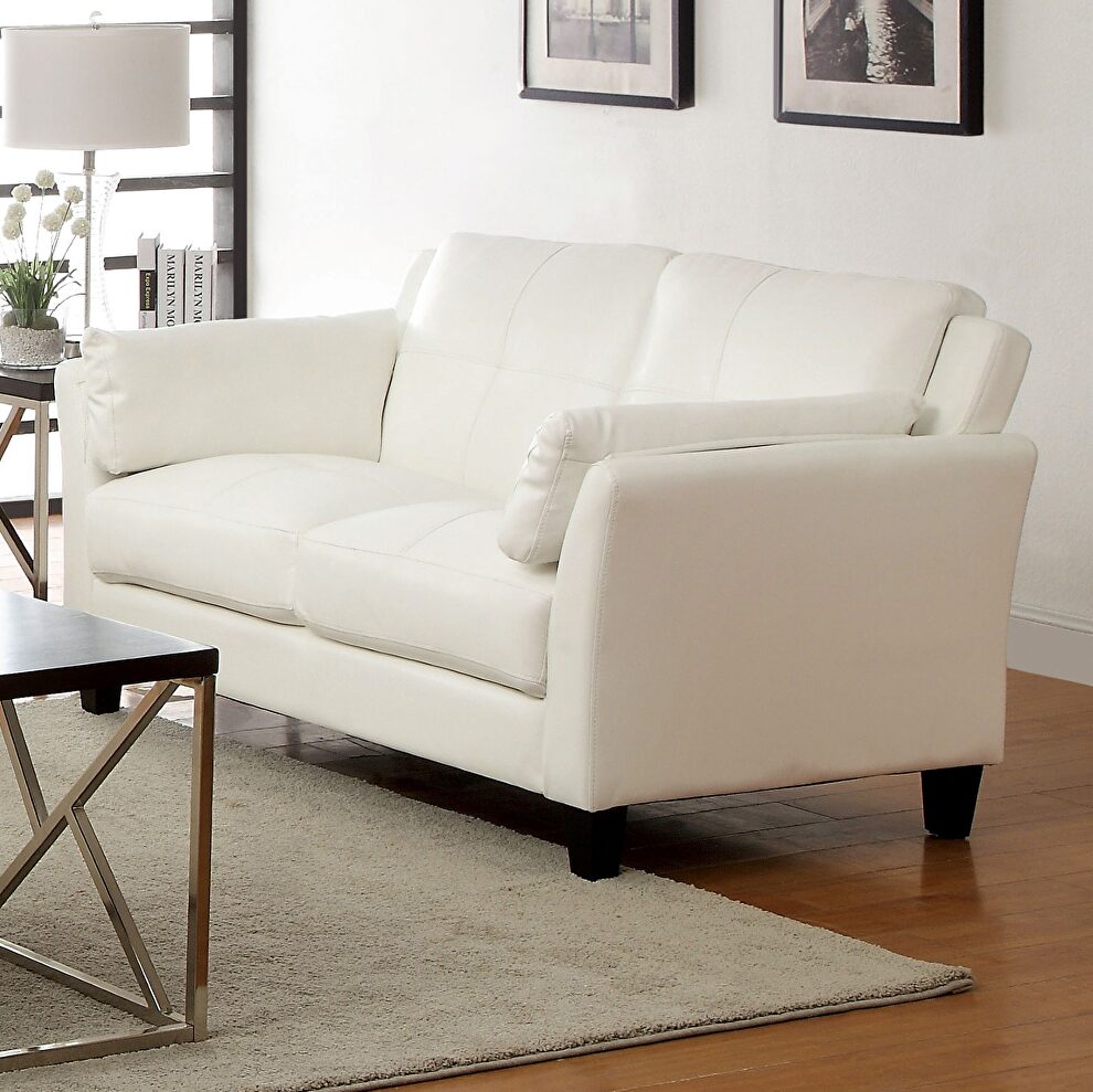 Casual white contemporary affordable loveseat by Furniture of America