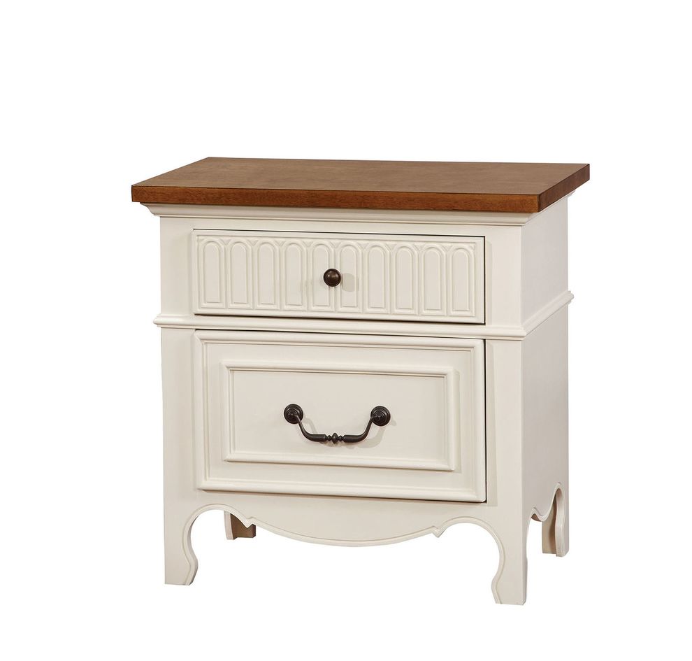 White/oak contemporary cottage style nightstand by Furniture of America