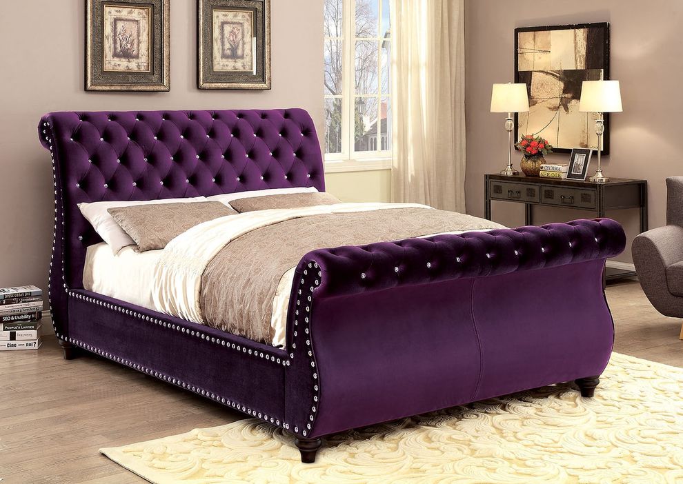 Contemporary platform bed with tufted hb/fb by Furniture of America