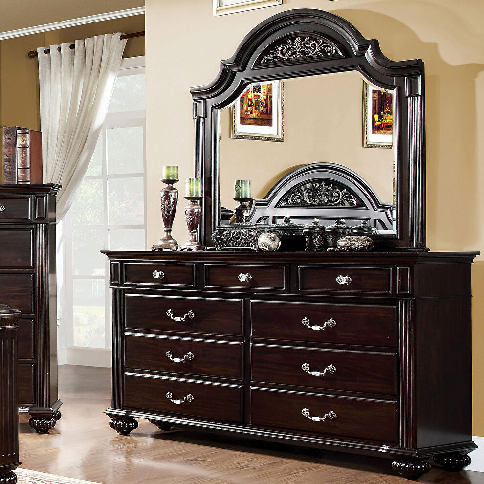 Dark walnut dresser in traditional style by Furniture of America
