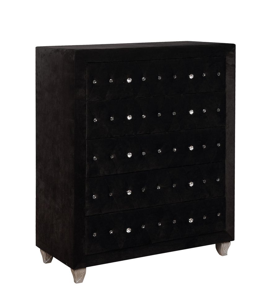 Flannelette fabric tufted modern chest by Furniture of America