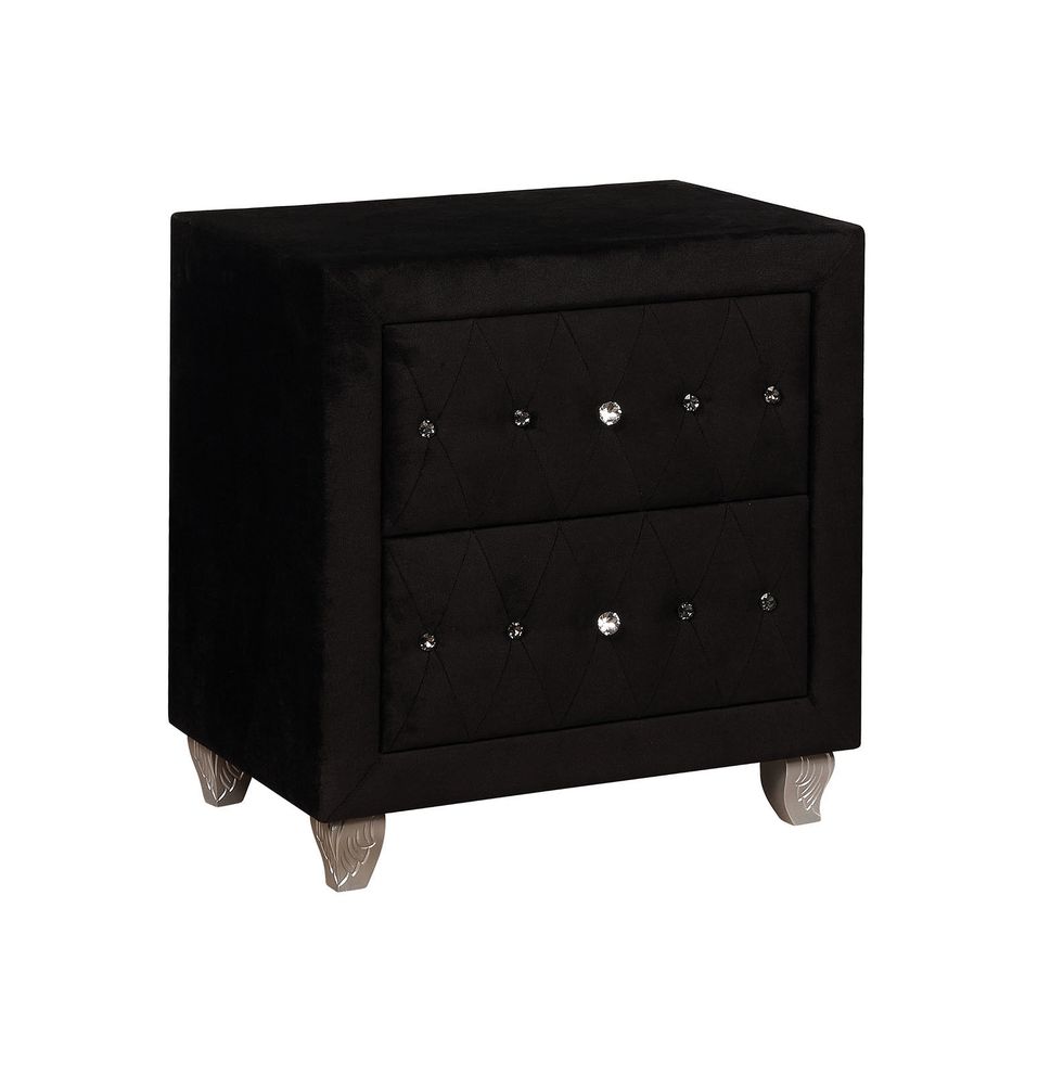 Flannelette fabric tufted modern nightstand by Furniture of America