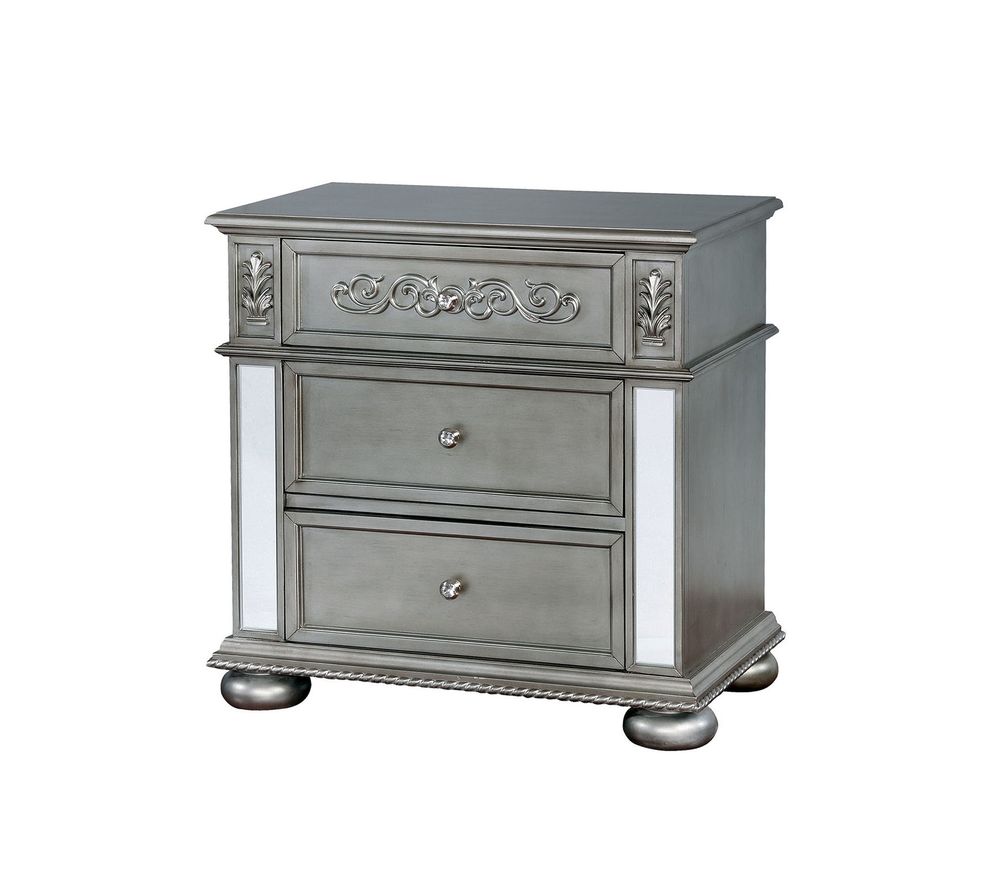 Classic nightstand with mirrored accents by Furniture of America
