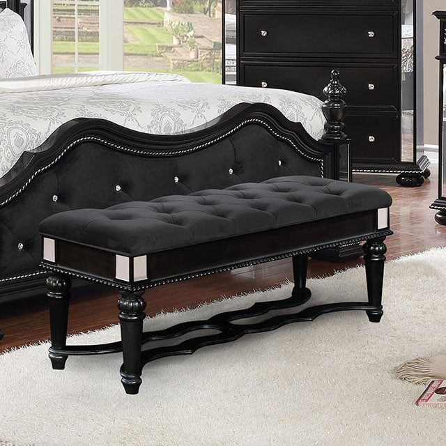 Black traditional bench by Furniture of America
