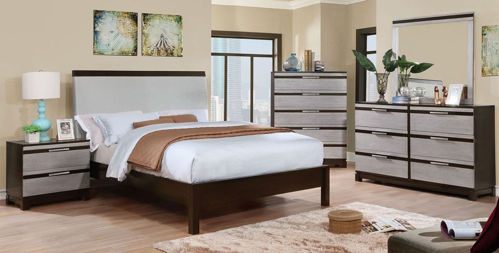 Silver/espresso two-toned contemporary king bed by Furniture of America