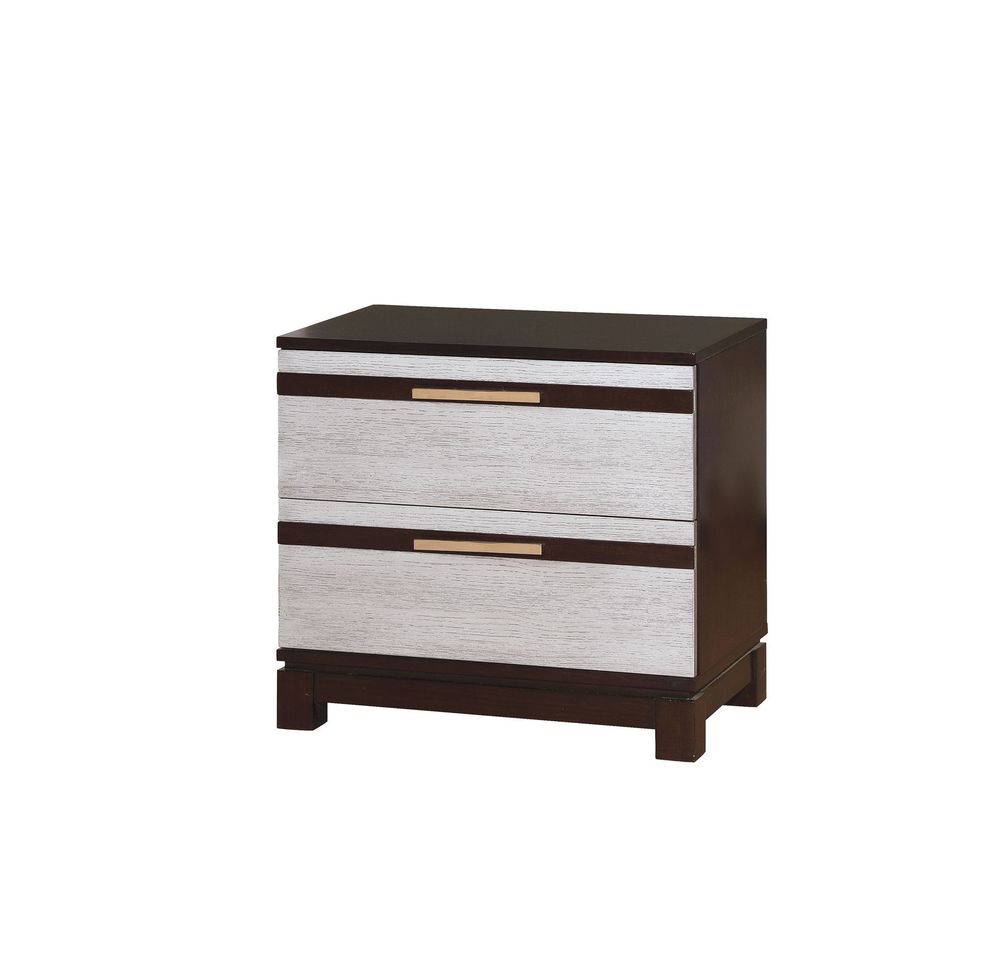 Silver/espresso two-toned nightstand by Furniture of America