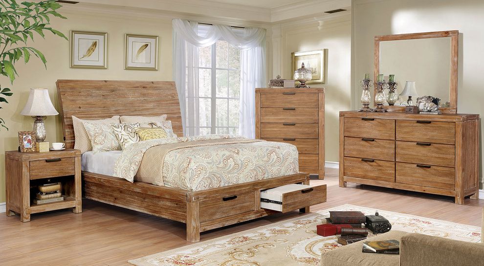 Rustic reclaimed wood style king size bed by Furniture of America