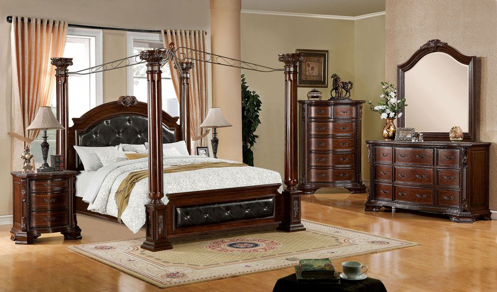 Canopy style king bed w/ fluted posts by Furniture of America