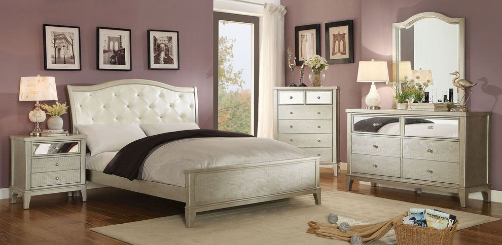 Contemporary full bed w/ tufted button headboard by Furniture of America