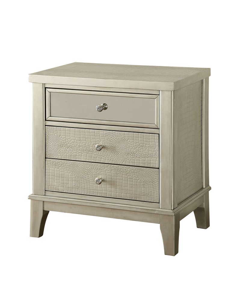 Contemporary nightstand w/ mirrored panel by Furniture of America
