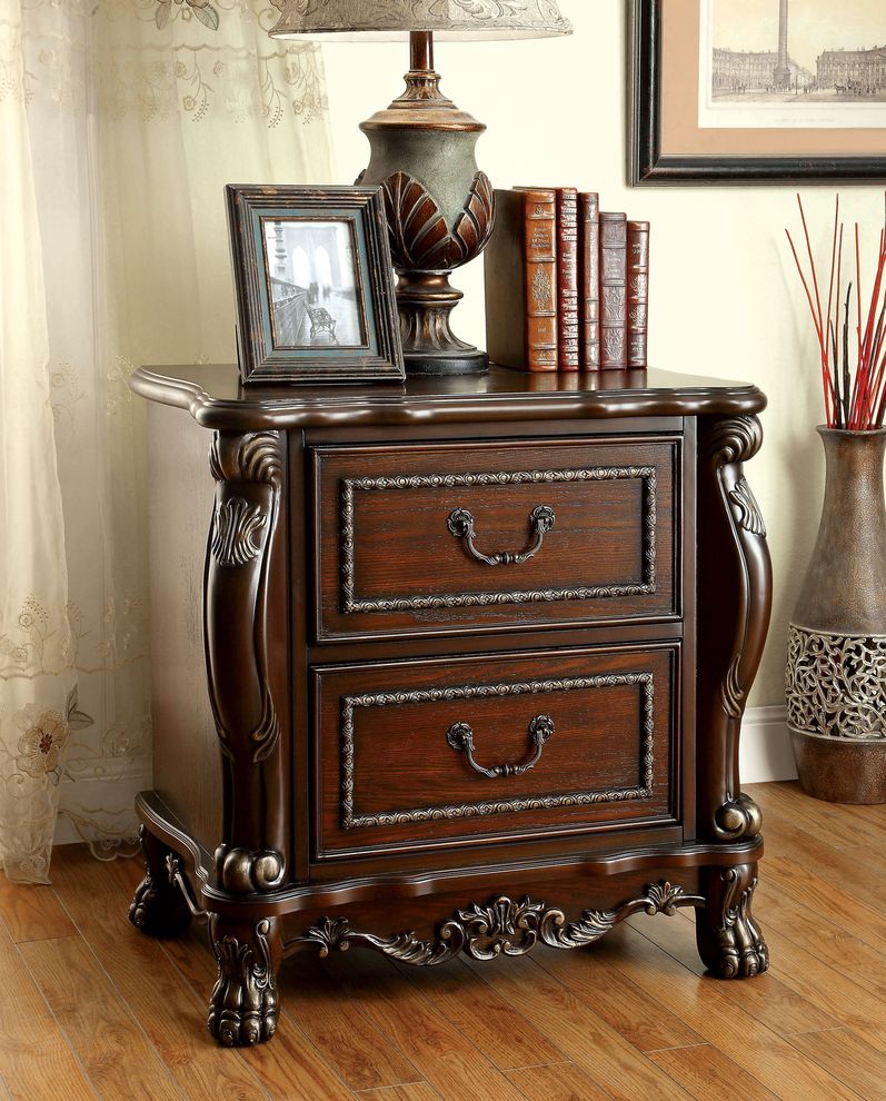 Cherry finish traditional nightstand by Furniture of America