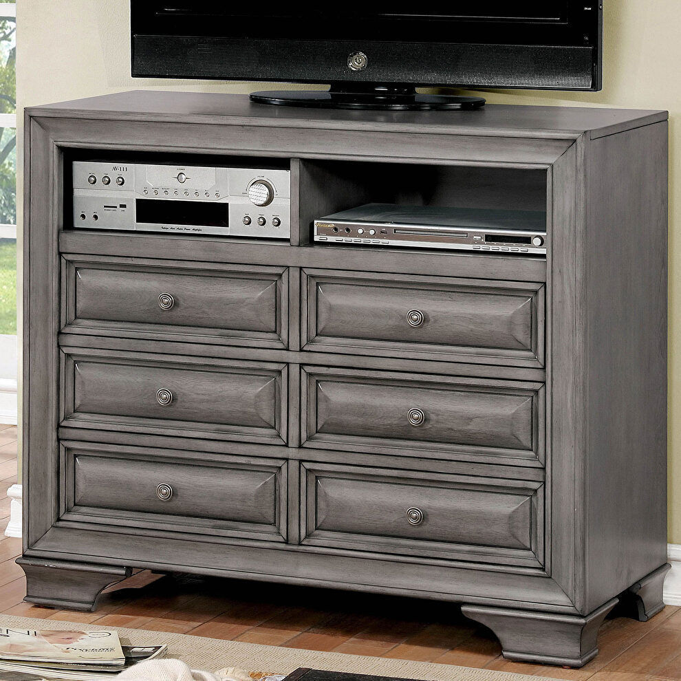 Light gray finish media chest by Furniture of America