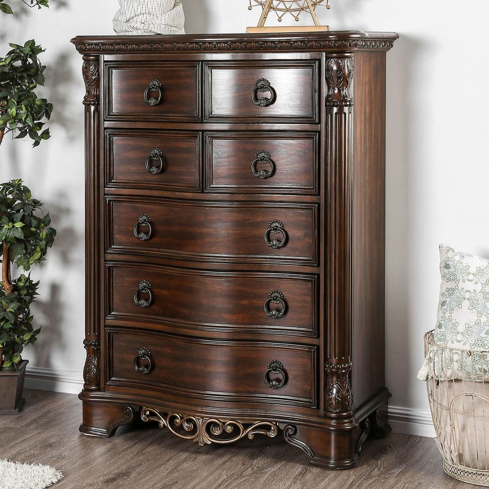Brown cherry classical touch chest by Furniture of America