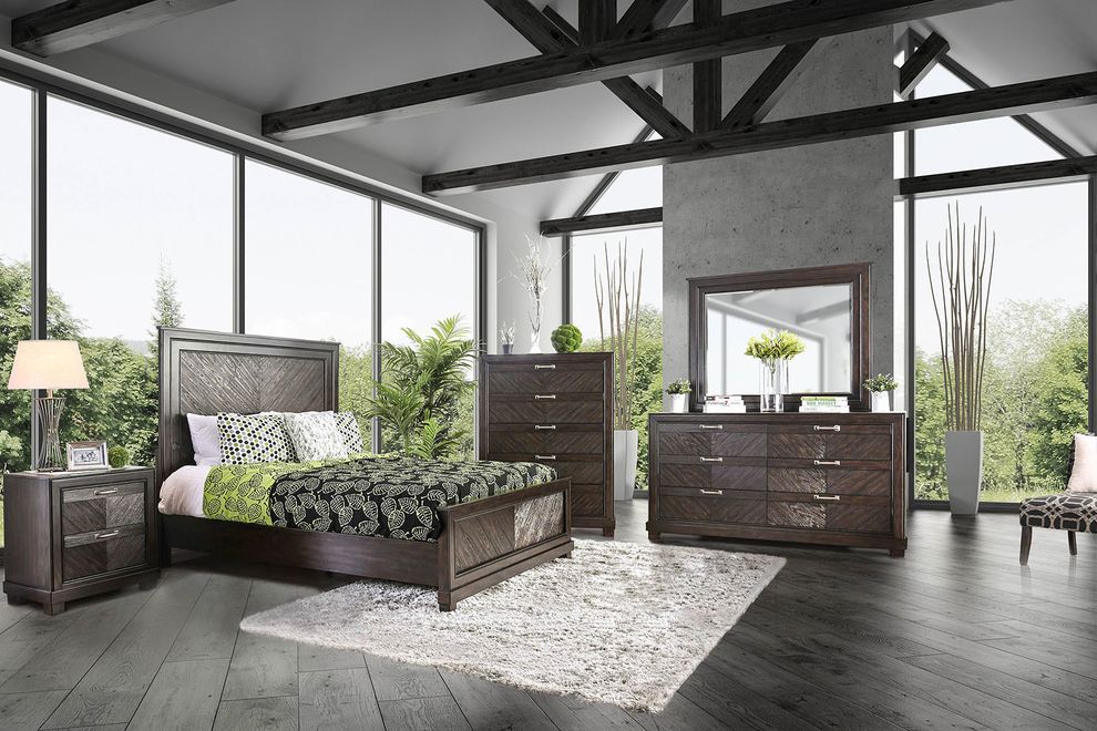 Espresso transitional style king bed by Furniture of America