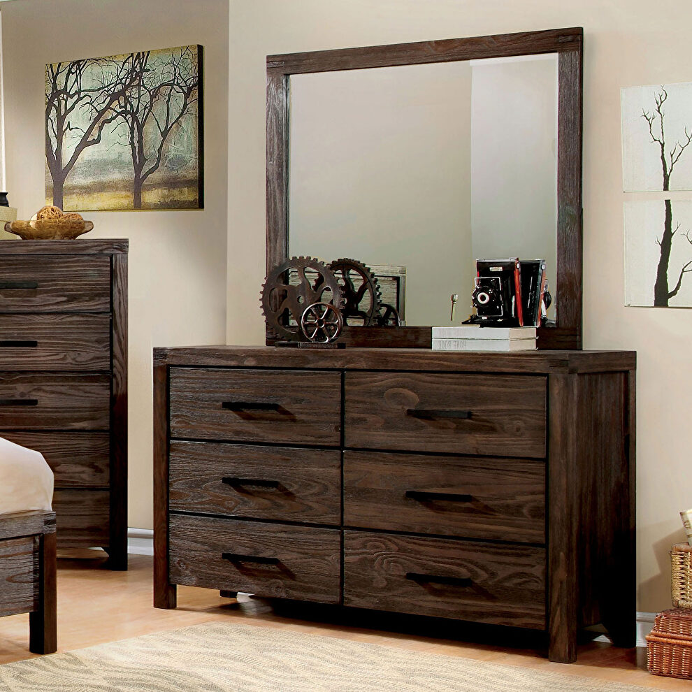 Wire-brushed rustic brown dresser by Furniture of America