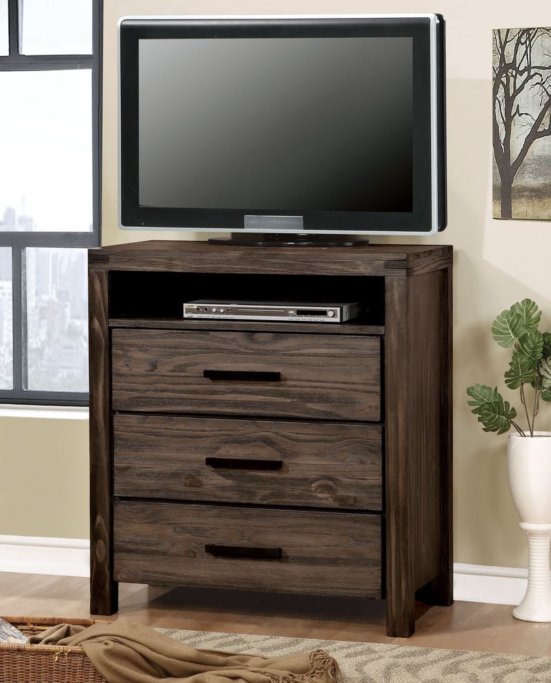 Dark gray solid wood media chest by Furniture of America