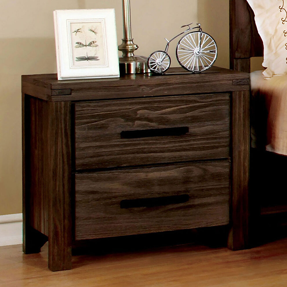 Wire-brushed rustic brown nightstand by Furniture of America