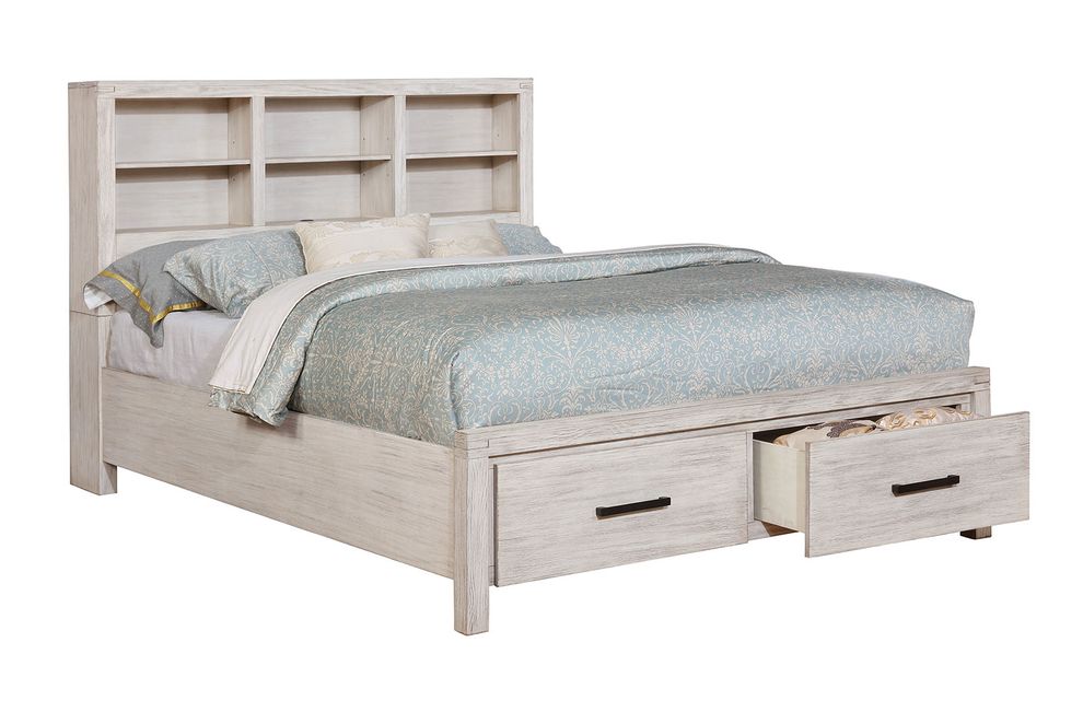 Bookcase storage headboard rustic style king bed by Furniture of America
