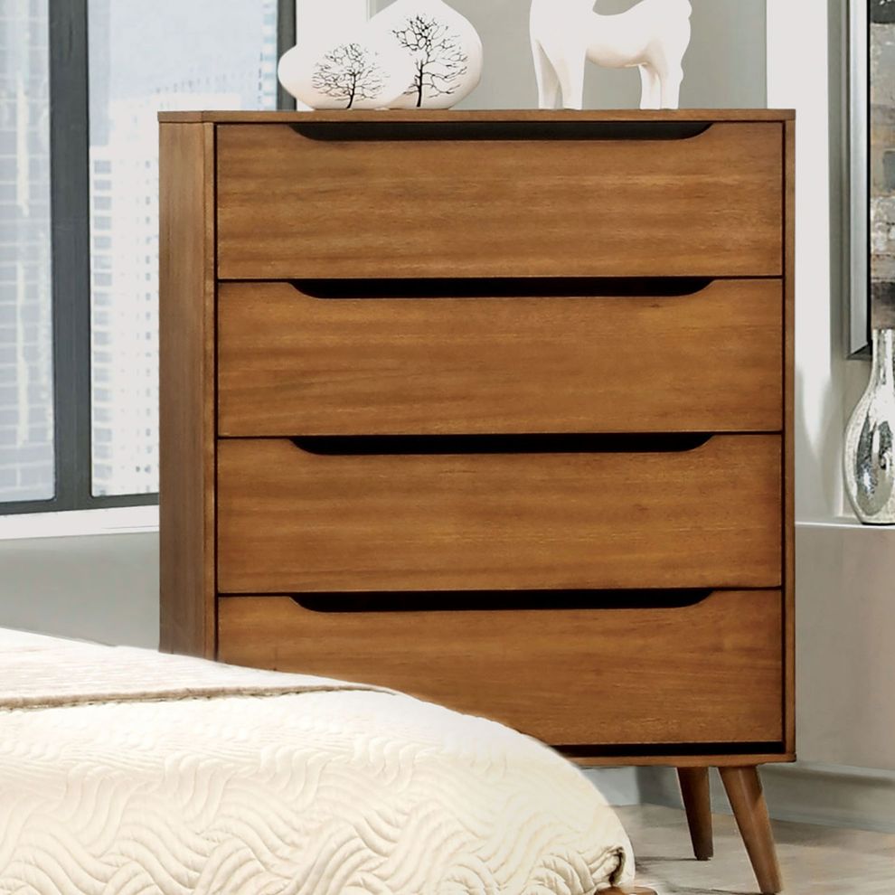 Mid-century modern style oak finish chest by Furniture of America