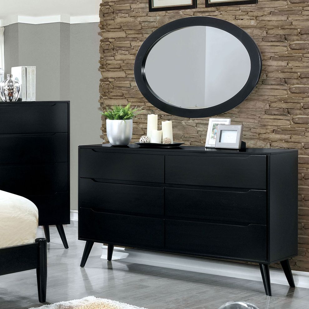 Mid-century modern style black finish dresser by Furniture of America