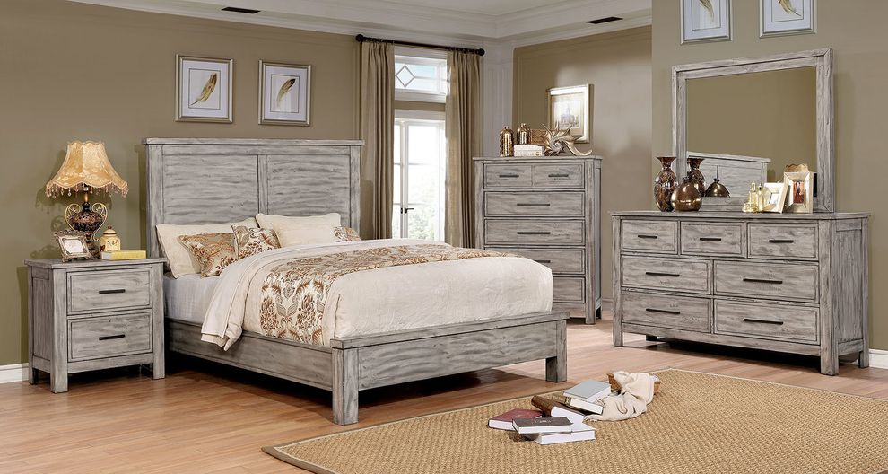 Two-toned gray transitional style king bed by Furniture of America