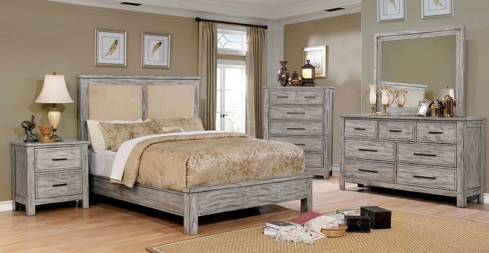 Weathered gray transitional style king bed by Furniture of America