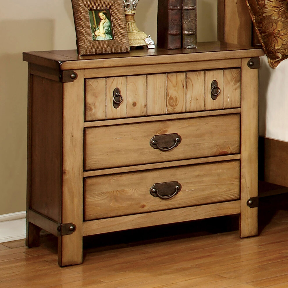 Weathered elm finish cottage style nightstand by Furniture of America