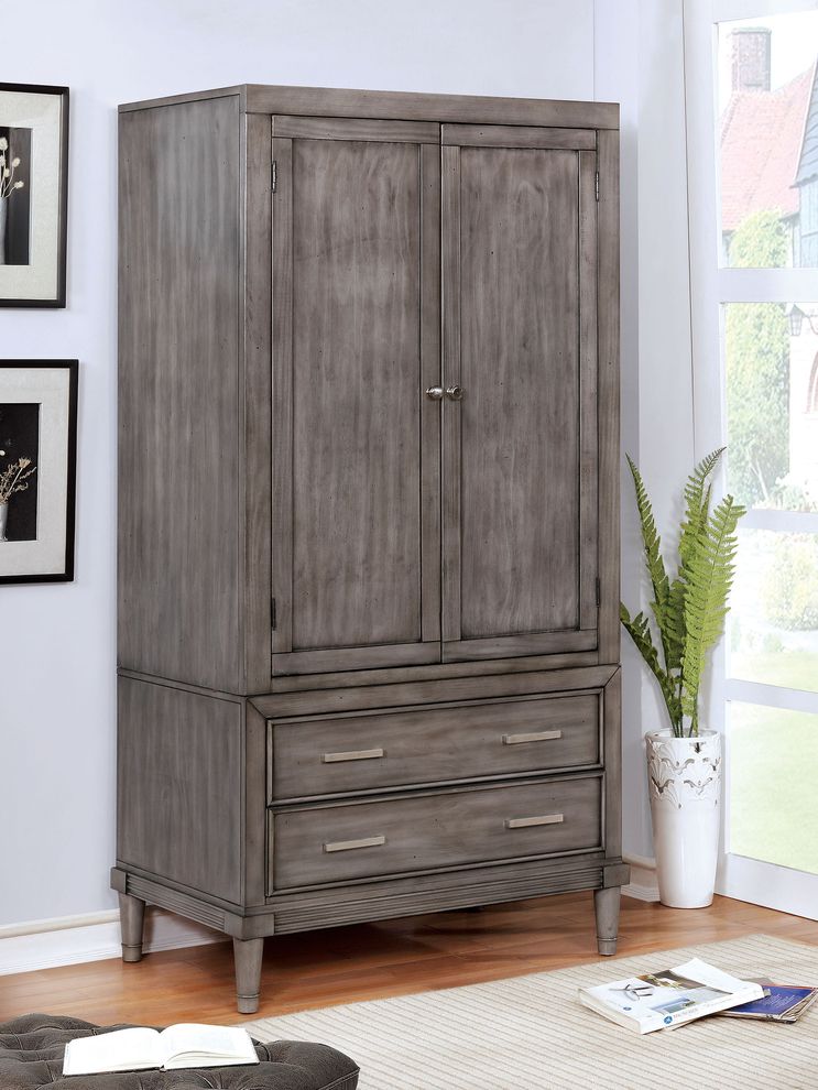 Clean lines gray finish armoire by Furniture of America