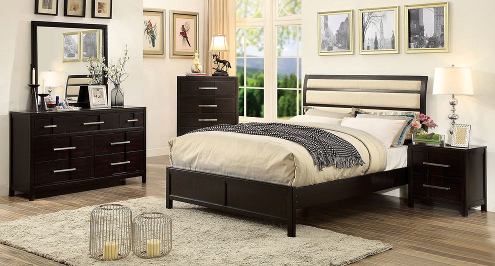 Stylish and affordable espresso queen bed by Furniture of America