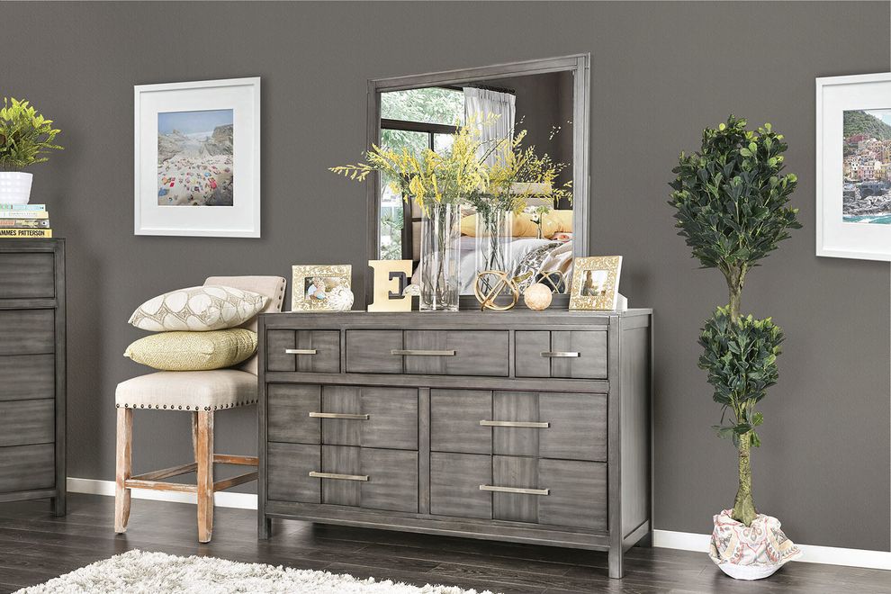 Stylish and affordable light gray dresser by Furniture of America