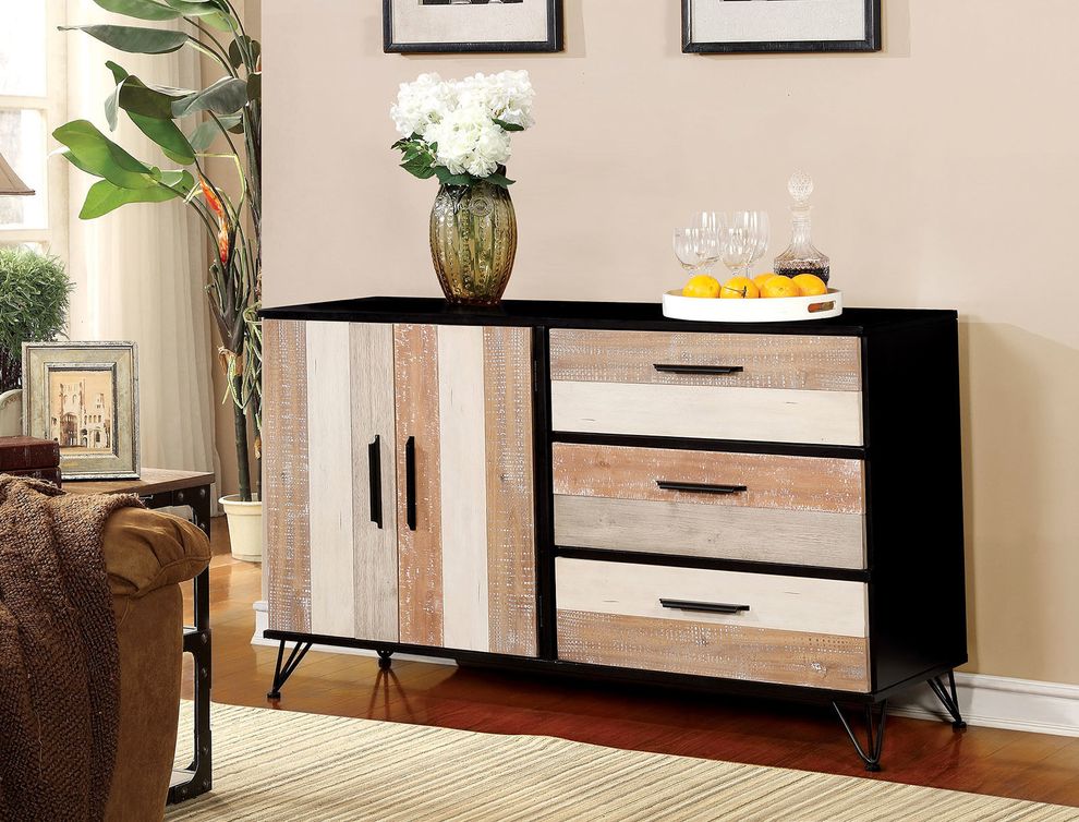 Multi-color panel rustic style dresser by Furniture of America