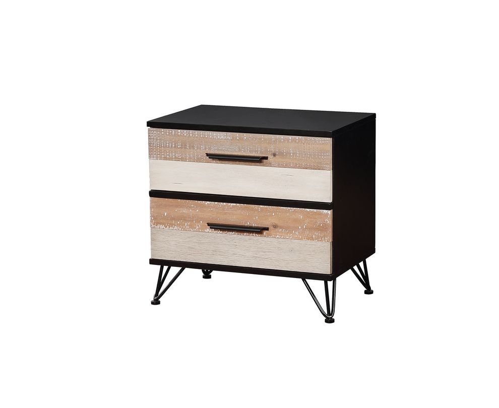 Multi-color panel rustic style nightstand by Furniture of America