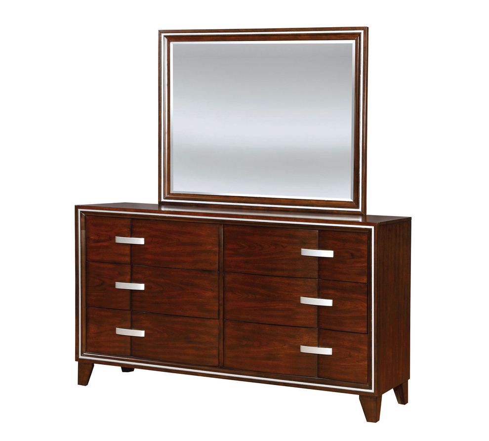 Brown cherry finish bed dresser by Furniture of America