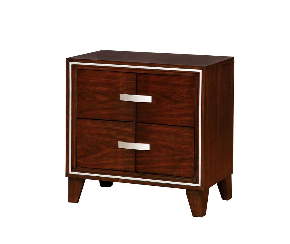 Brown cherry finish nightstand by Furniture of America