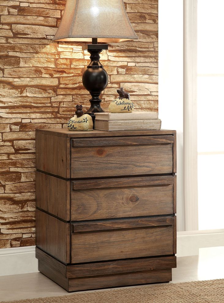 Rustic modern style nightstand by Furniture of America