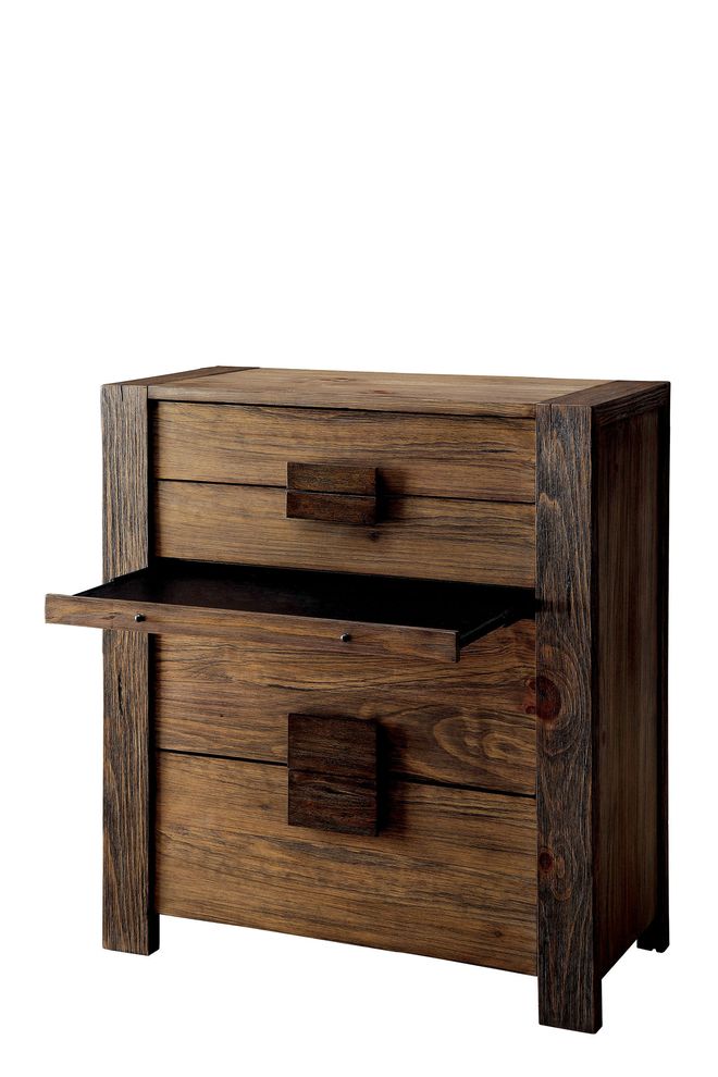 Low-profile rustic natural solid wood chest by Furniture of America