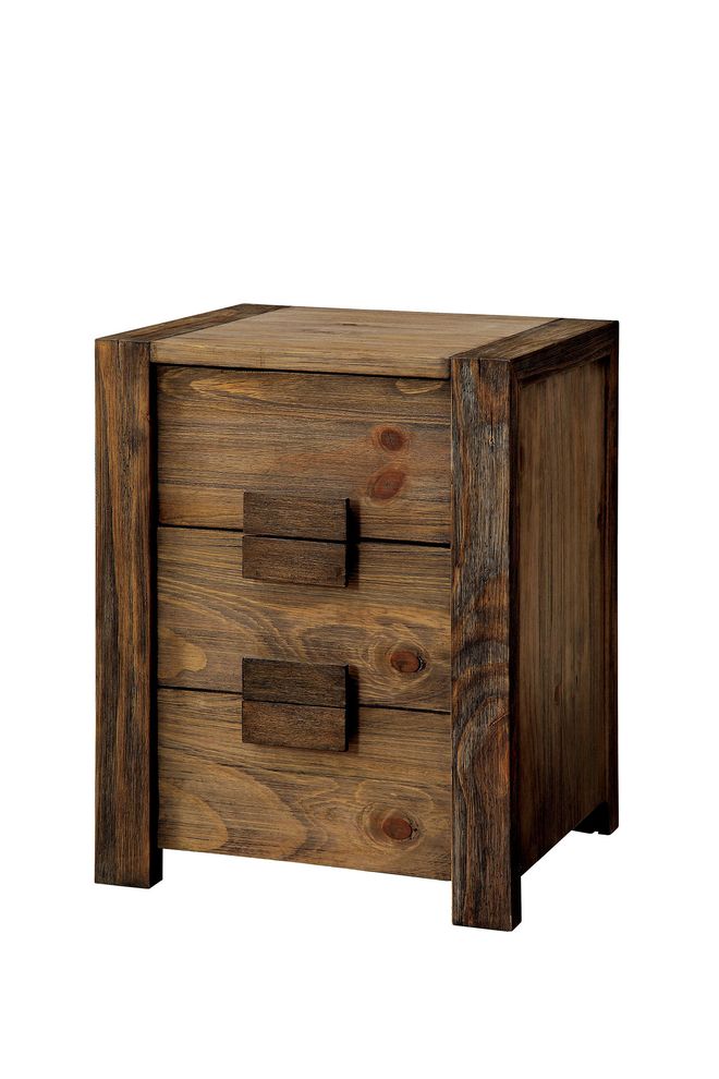 Low-profile rustic natural solid wood nightstand by Furniture of America