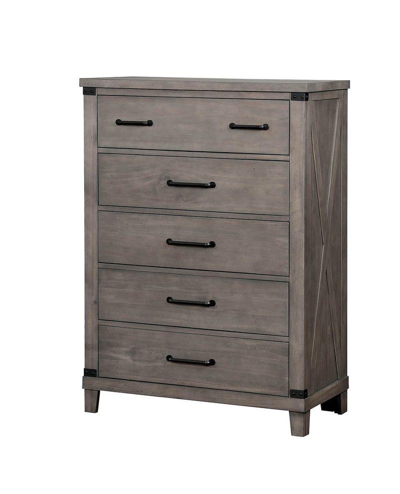 Plank style transitional gray finish chest by Furniture of America