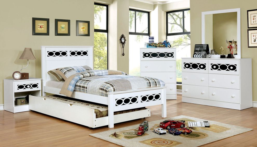 Blue & white contemporary style kids bedroom by Furniture of America