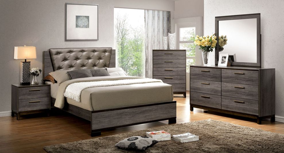 Contemporary ash gray two-toned king bed by Furniture of America