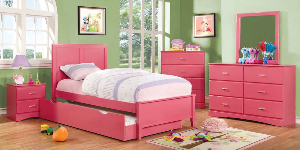 Pink finish kids bedroom in transitional style by Furniture of America