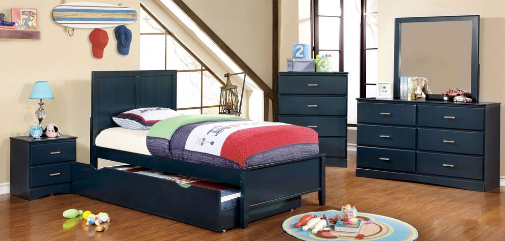 Blue finish kids bedroom in transitional style by Furniture of America