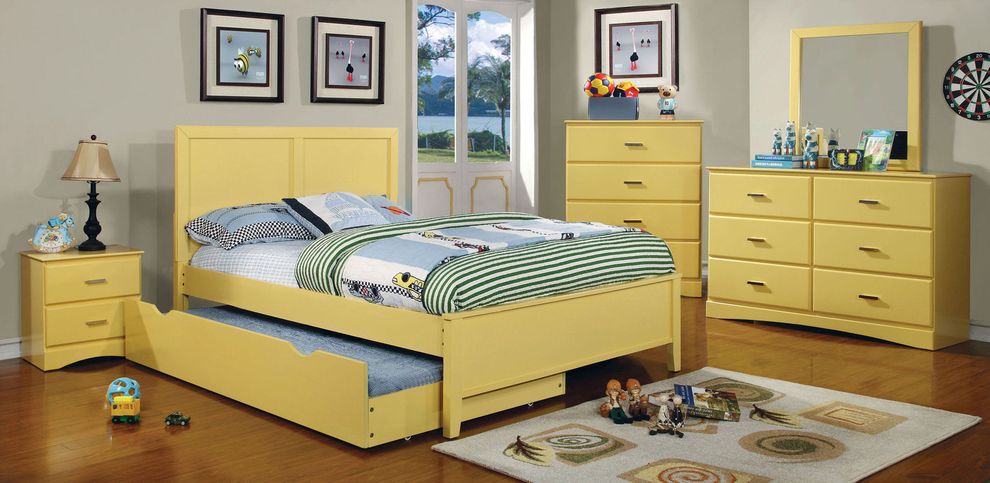 Yellow finish kids bedroom in transitional style by Furniture of America