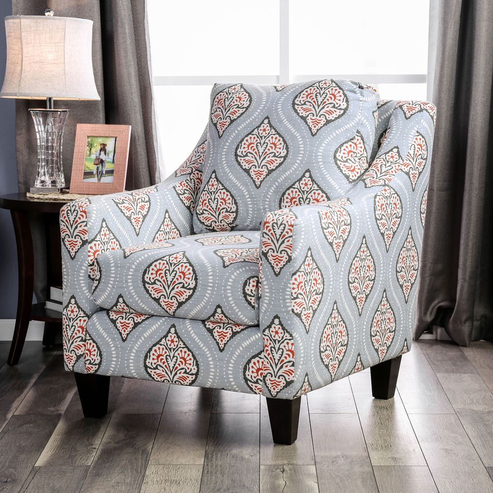 Gray/Orange/Pattern Transitional Chair by Furniture of America