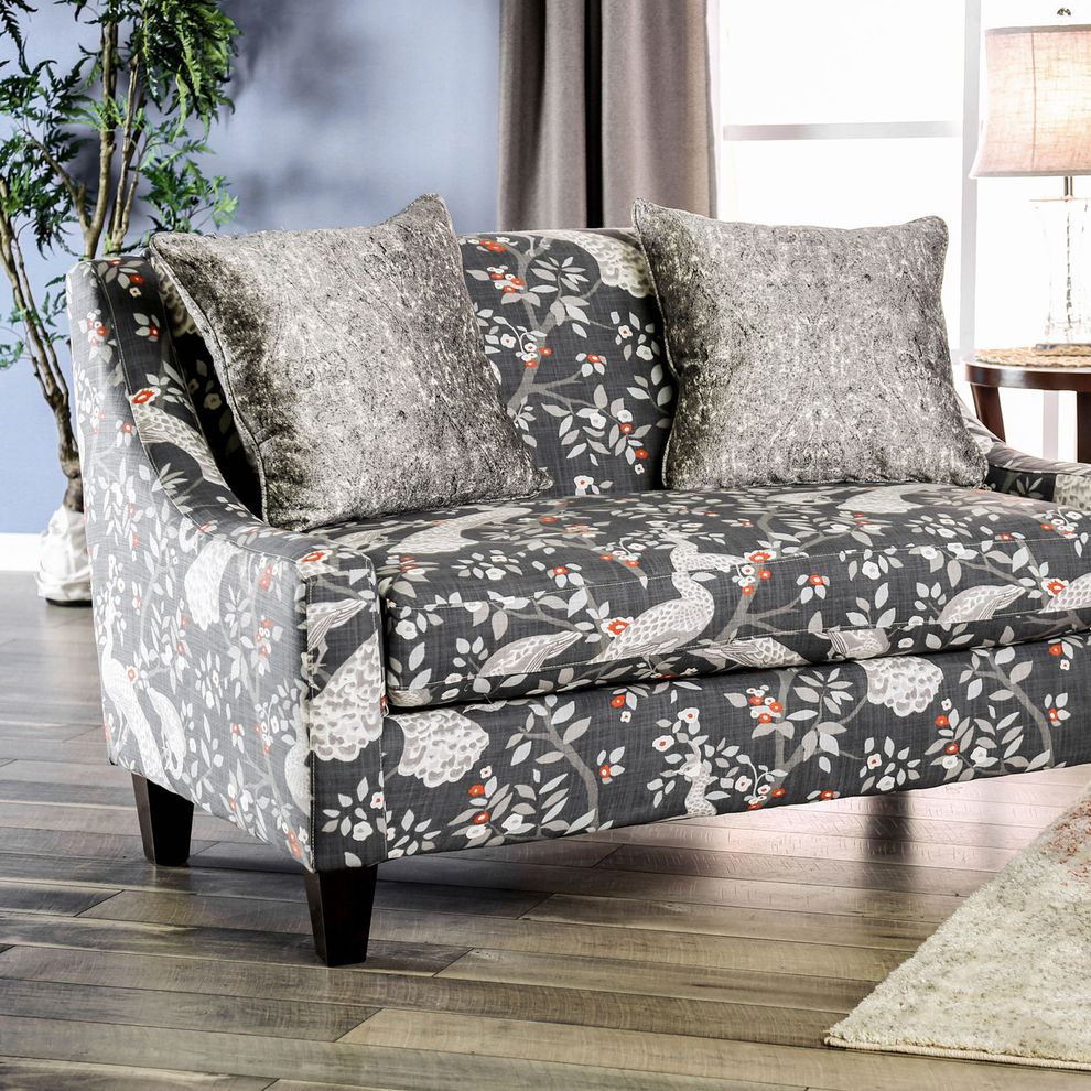 Black/Pattern Transitional Settee by Furniture of America